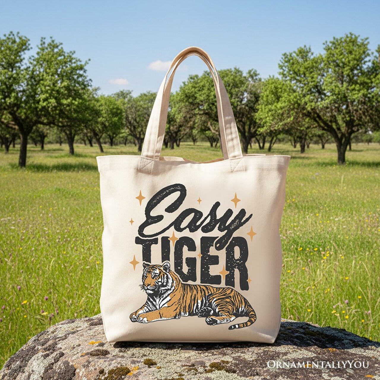 Tiger Retro Grunge Canvas Tote Bag, Vintage Gift Shopper With Wild Animal